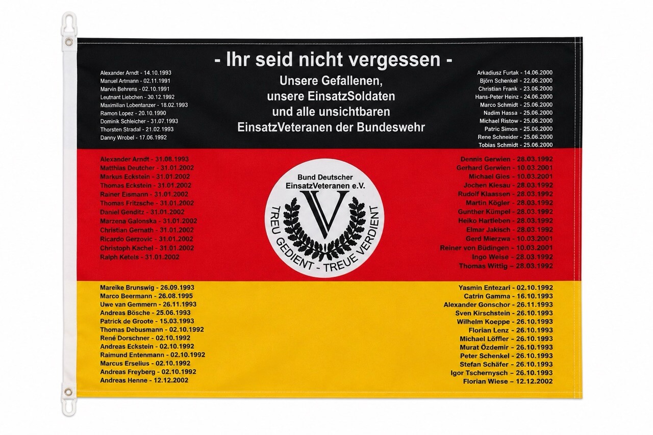 Gedenkbanner für gefallene Einsatzsoldaten der Bundeswehr